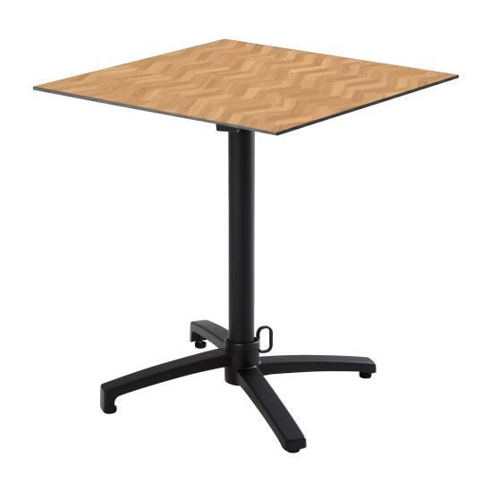 Table de jardin bistrot carrée inclinable en aluminium noir 4 personnes 60x60 cm | Oviala