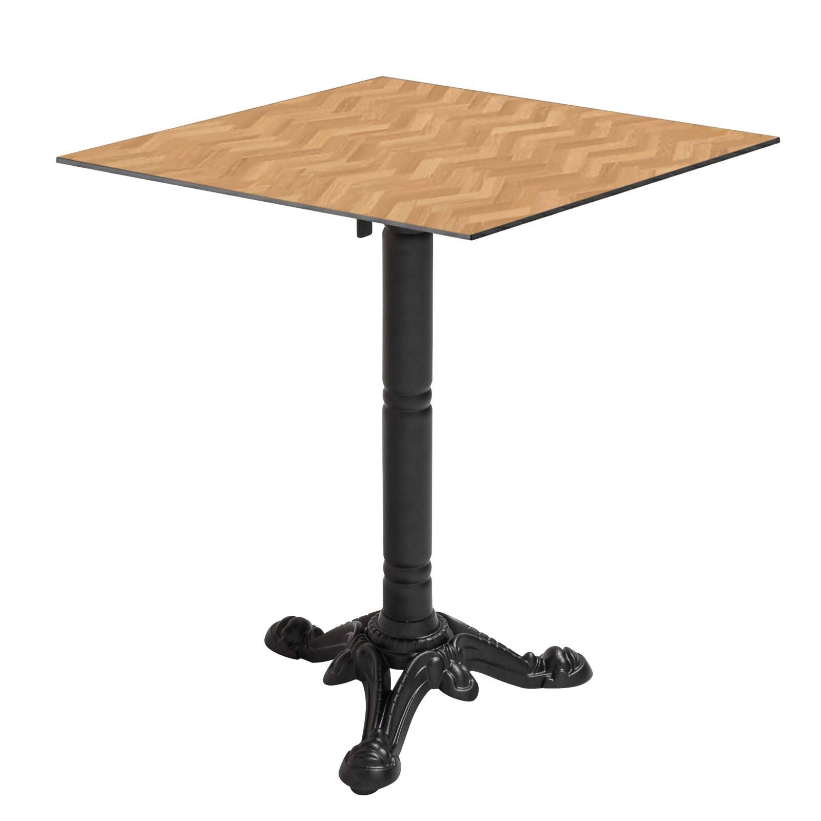 Table de jardin bistrot carrée inclinable en métal et aluminium noir 4 personnes 60x60 cm
