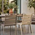 Table de jardin en métal 180x90 cm et 8 chaises dépareillées
