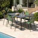 Table de jardin en métal 180x90 cm et 8 chaises dépareillées