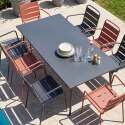 Table de jardin en métal 180x90 cm et 8 chaises dépareillés avec accoudoirs