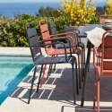 Table de jardin en métal 180x90 cm et 8 chaises dépareillés avec accoudoirs