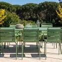 Table de jardin en métal 180x90 cm et 8 chaises avec accoudoirs
