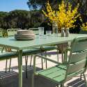Table de jardin en métal 180x90 cm et 8 chaises avec accoudoirs