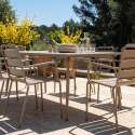Table de jardin en métal 180x90 cm et 8 chaises avec accoudoirs