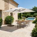 Parasol déporté 4x3 m rectangulaire inclinable rotatif 360° et 4 dalles à lester remplissables