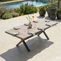 Table de jardin extensible en aluminium et céramique effet bois 8 à 12 personnes 200/260x100 cm