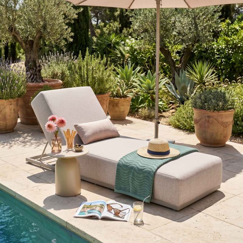 Bain de soleil aluminium inclinable 5 positions avec coussin