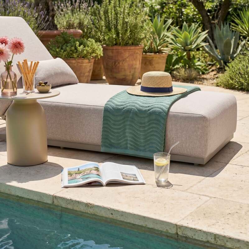 Bain de soleil aluminium inclinable 5 positions avec coussin (2/7)
