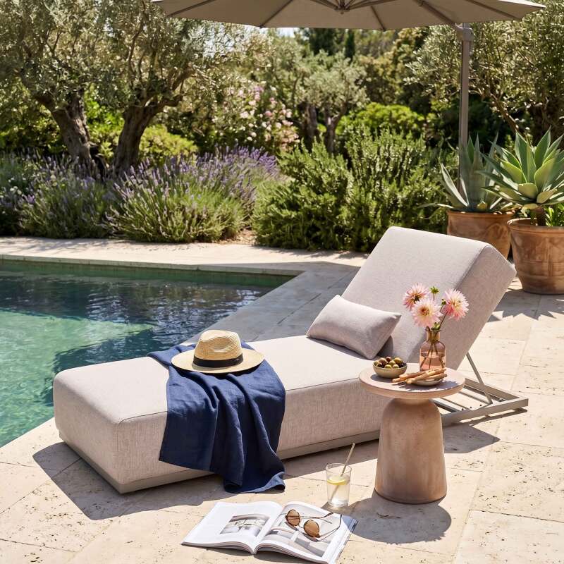 Bain de soleil aluminium inclinable 5 positions avec coussin (6/7)