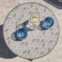 Table basse de jardin ronde en céramique et métal thermolaqué motif PALM Ø45x35 cm