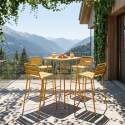Table haute de jardin carrée en métal 70x70 cm et 4 chaises hautes