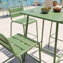 Table haute de jardin carrée en métal 70x70 cm et 4 chaises hautes