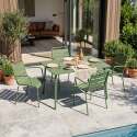 Table de jardin en métal 120x70 cm et 4 chaises avec accoudoirs