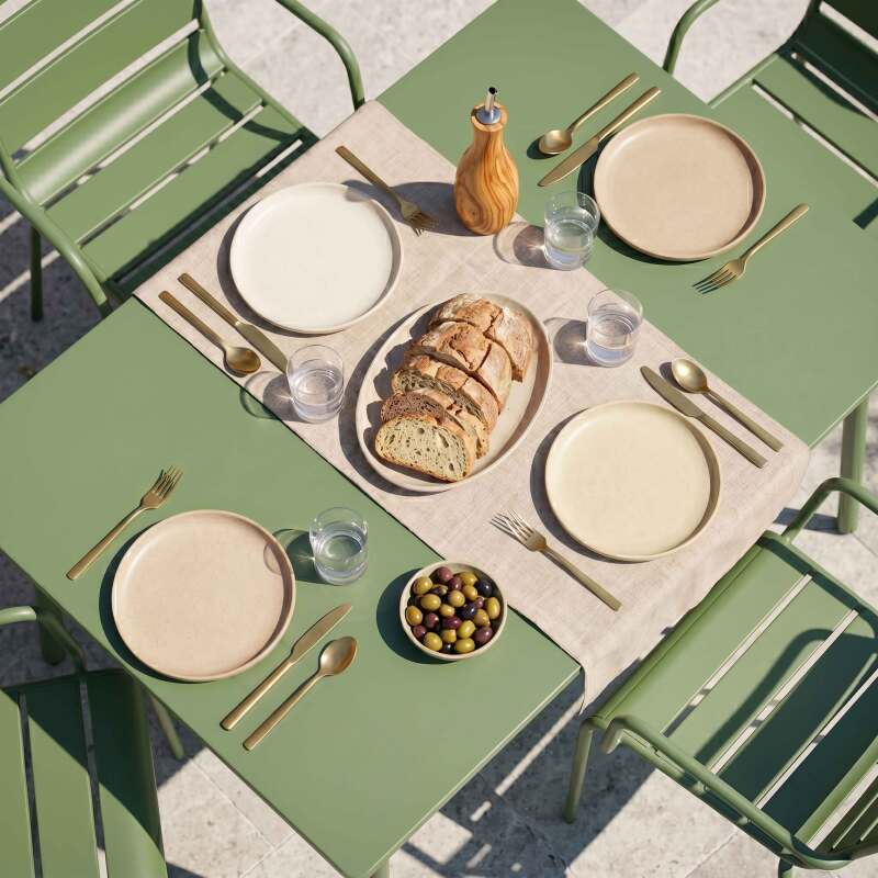 Table de jardin en métal 120x70 cm et 4 chaises avec accoudoirs (2/7)