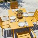 Table de jardin en métal 120x70 cm et 4 chaises avec accoudoirs