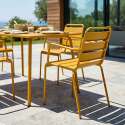 Table de jardin en métal 120x70 cm et 4 chaises avec accoudoirs