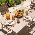 Table de jardin en métal 120x70 cm et 4 chaises avec accoudoirs