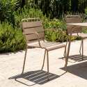 Table de jardin en métal 120x70 cm et 4 chaises avec accoudoirs