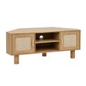Meuble TV effet bois 120 cm en rotin synthétique style scandinave