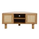 Meuble TV effet bois 120 cm en rotin synthétique style scandinave