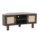 Meuble TV effet bois 120 cm en rotin synthétique style scandinave