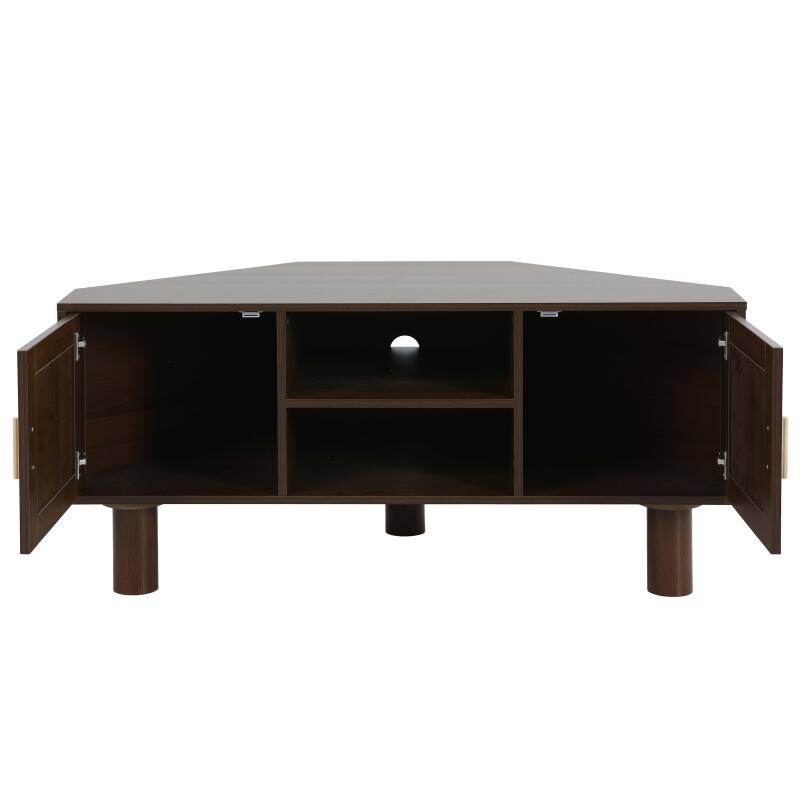 Meuble TV effet bois 120 cm en rotin synthétique style scandinave (6/9)