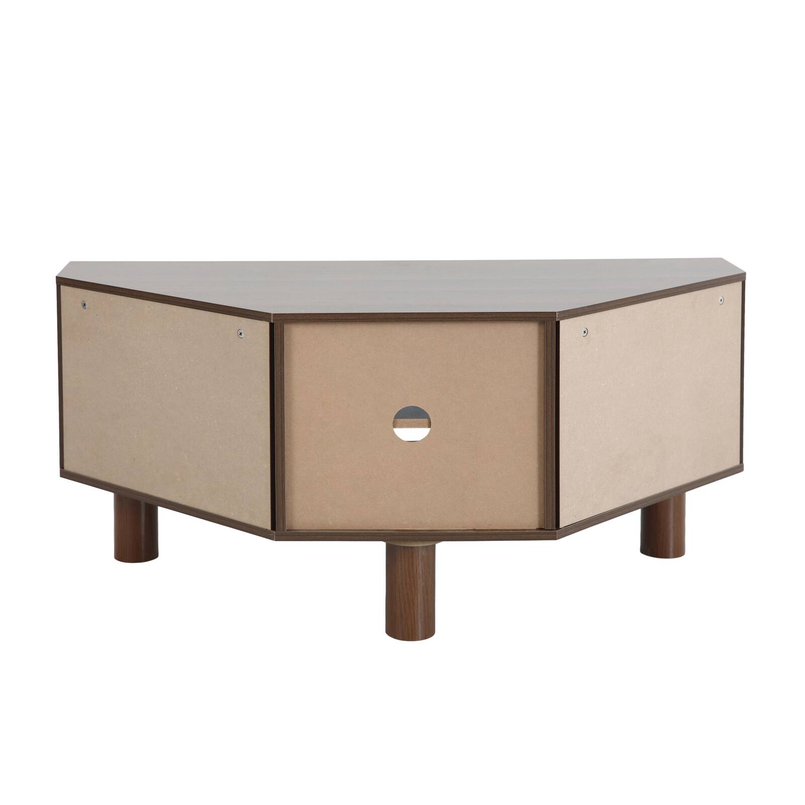 Meuble TV effet bois 120 cm en rotin synthétique style scandinave