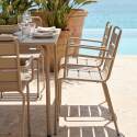 Table de jardin carrée en métal 120x120 cm et 8 chaises avec accoudoirs