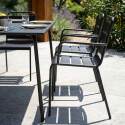 Table de jardin carrée en métal 120x120 cm et 8 chaises avec accoudoirs