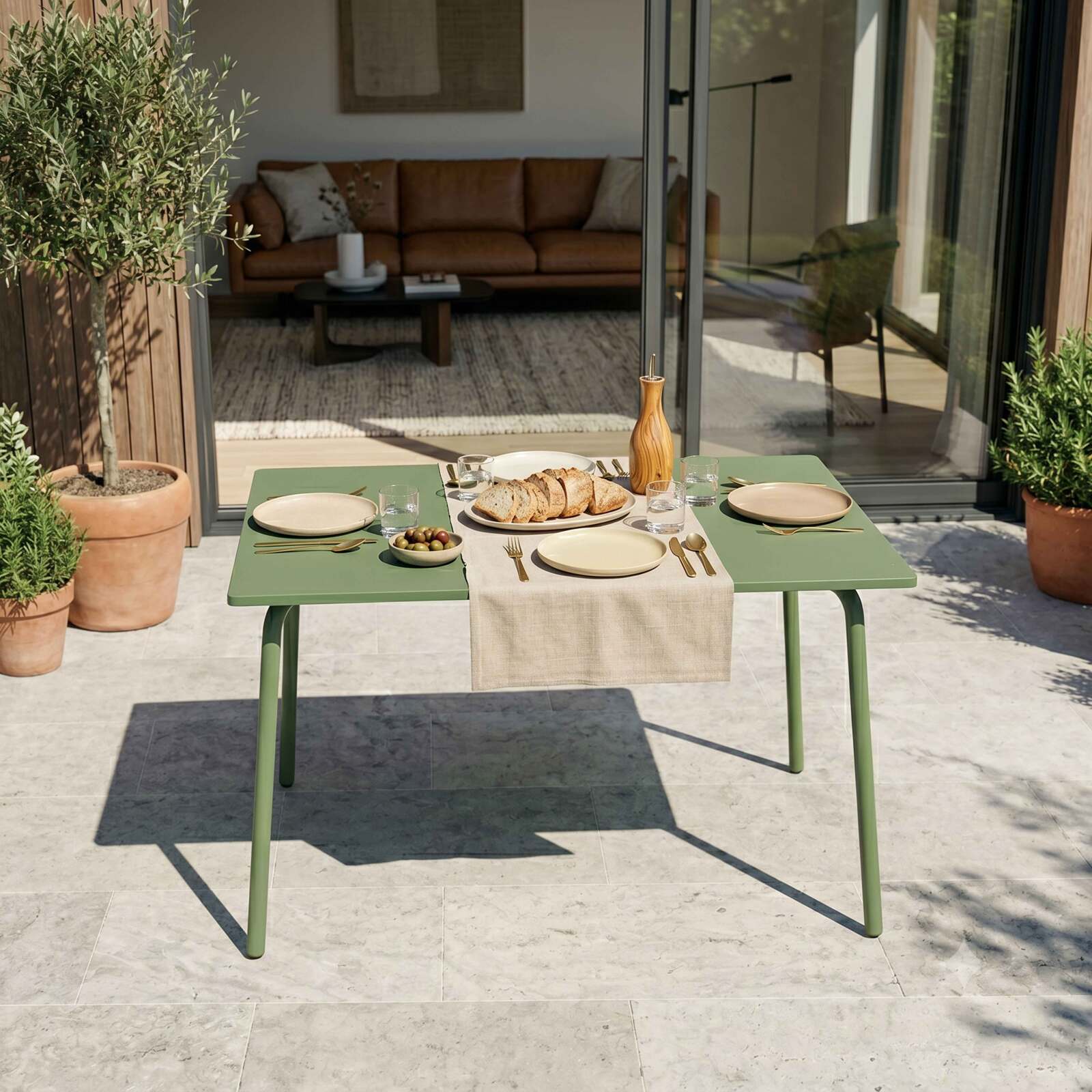 Table de jardin en métal 6 personnes 120x70 cm