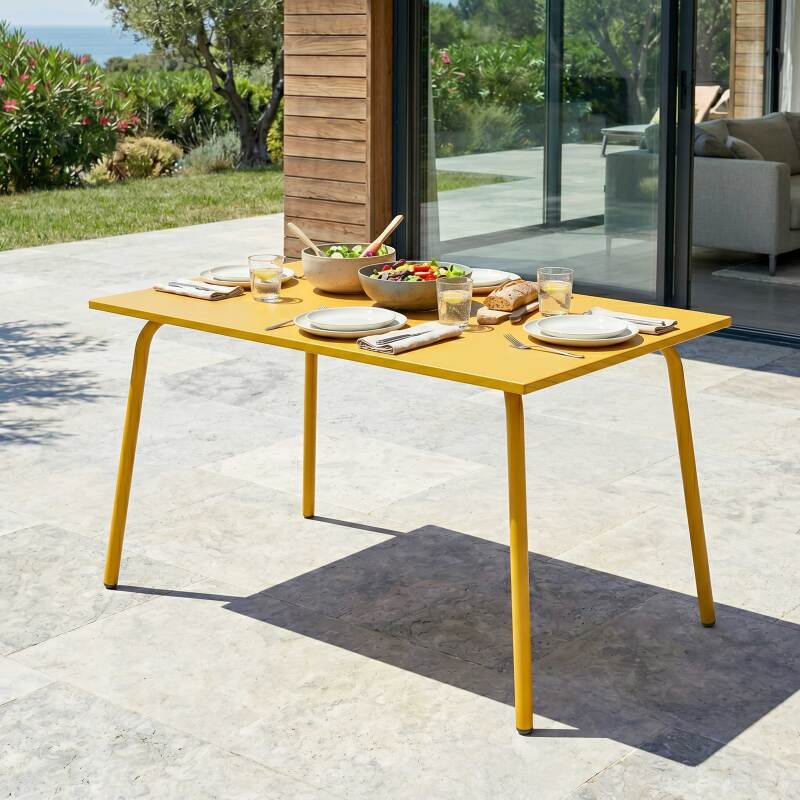 Table de jardin en métal 6 personnes 120x70 cm