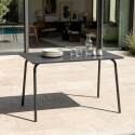 Table de jardin en métal 6 personnes 120x70 cm
