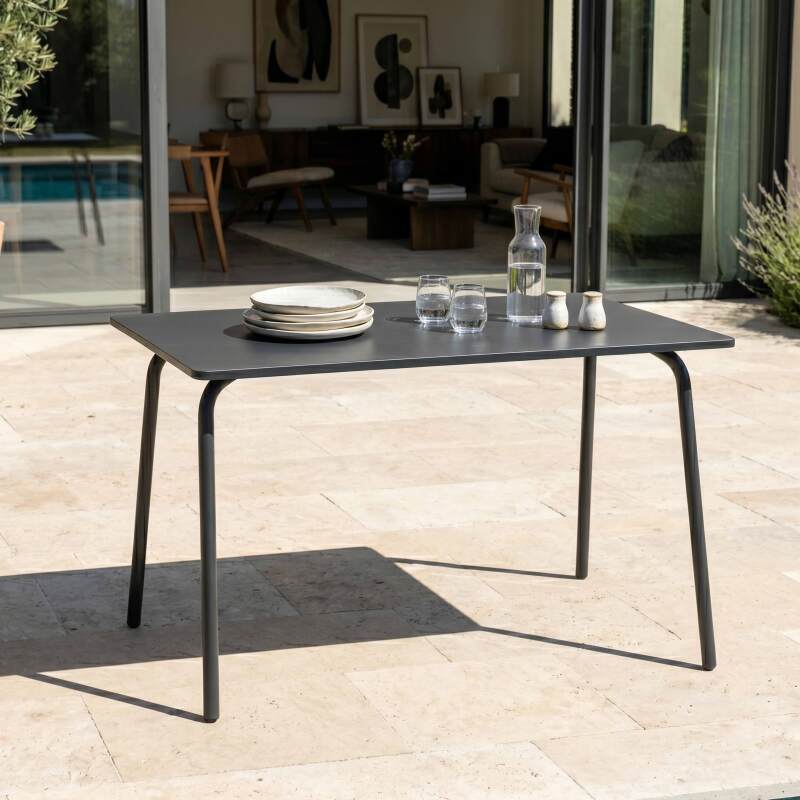 Table de jardin en métal 6 personnes 120x70 cm