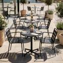 Table de jardin bistrot ronde inclinable en métal avec pied encastrable Ø70 cm et 2 chaises avec accoudoirs