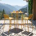 Table haute de jardin bistrot carrée en métal 70x70 cm et 2 chaises hautes