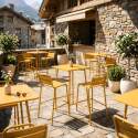 Table haute de jardin bistrot carrée en métal 70x70 cm et 2 chaises hautes