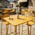 Table haute de jardin bistrot carrée en métal 70x70 cm et 2 chaises hautes