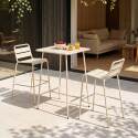 Table haute de jardin bistrot carrée en métal 70x70 cm et 2 chaises hautes