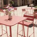 Table haute de jardin bistrot carrée en métal 70x70 cm et 2 chaises hautes