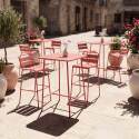 Table haute de jardin bistrot carrée en métal 70x70 cm et 2 chaises hautes