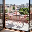 Table haute de jardin bistrot carrée en métal 70x70 cm et 2 chaises hautes