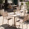 Table de jardin bistrot ronde inclinable en métal avec pied encastrable Ø70 cm et 2 chaises avec accoudoirs