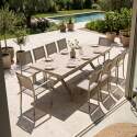 Table de jardin extensible en aluminium et céramique effet bois 8 à 12 personnes (200/260x100 cm) 