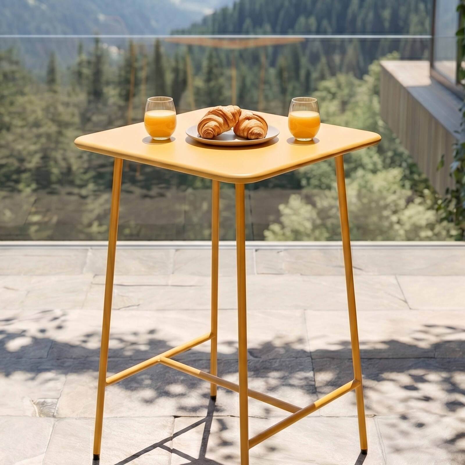 Table haute extérieure mange-debout 70x70x105 cm en métal
