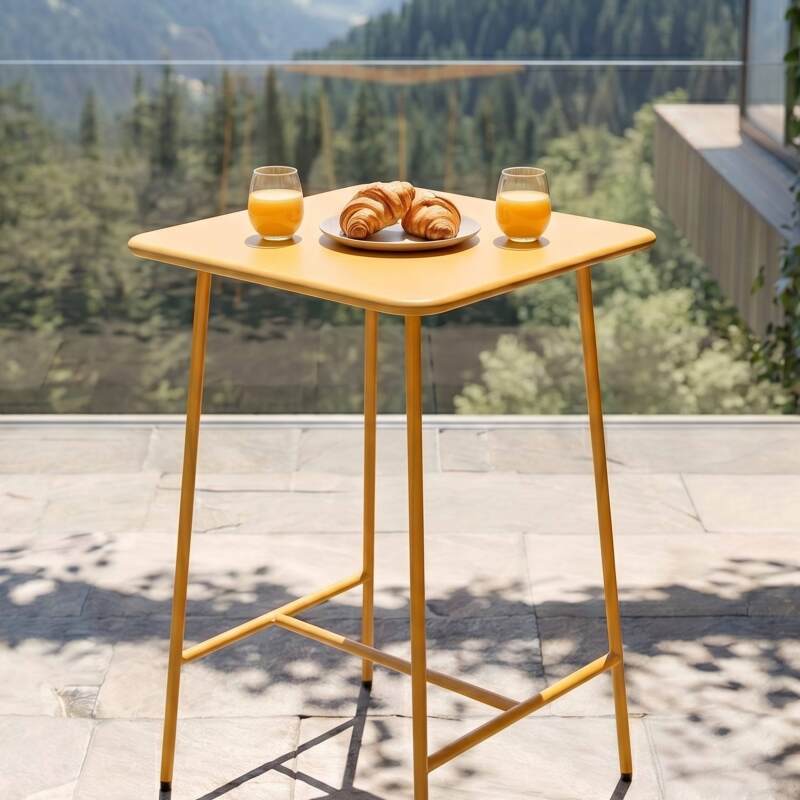 Table haute extérieure mange-debout 70x70x105 cm en métal (4/6)