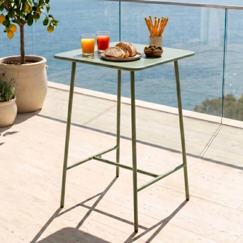 Table haute extérieure mange-debout 70x70x105 cm en métal (3/6)