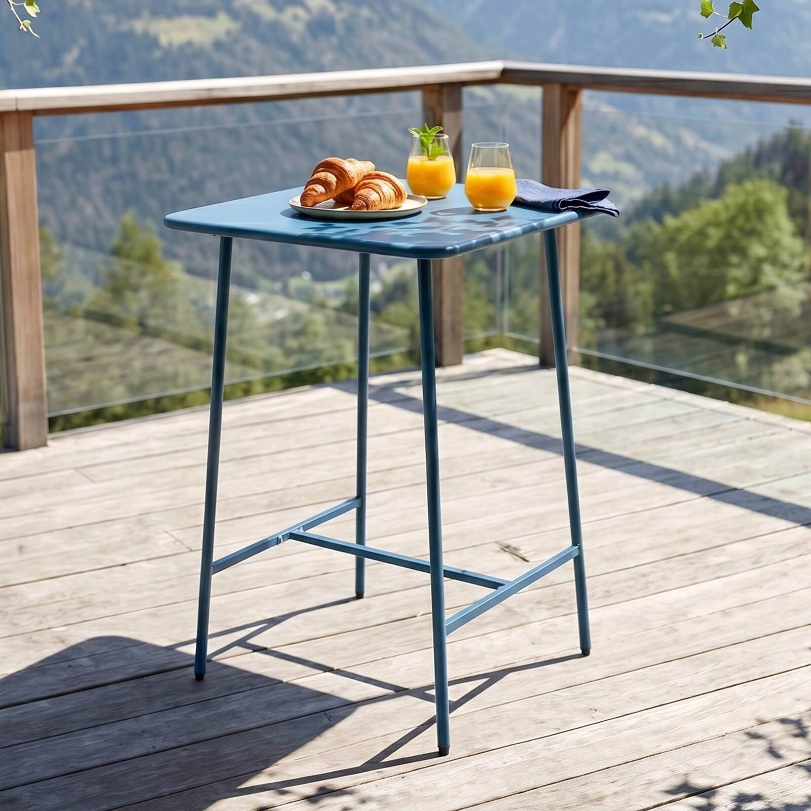 Table haute extérieure mange-debout 70x70x105 cm en métal