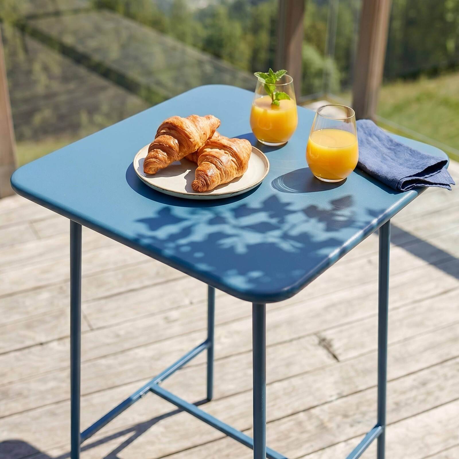 Table haute extérieure mange-debout 70x70x105 cm en métal