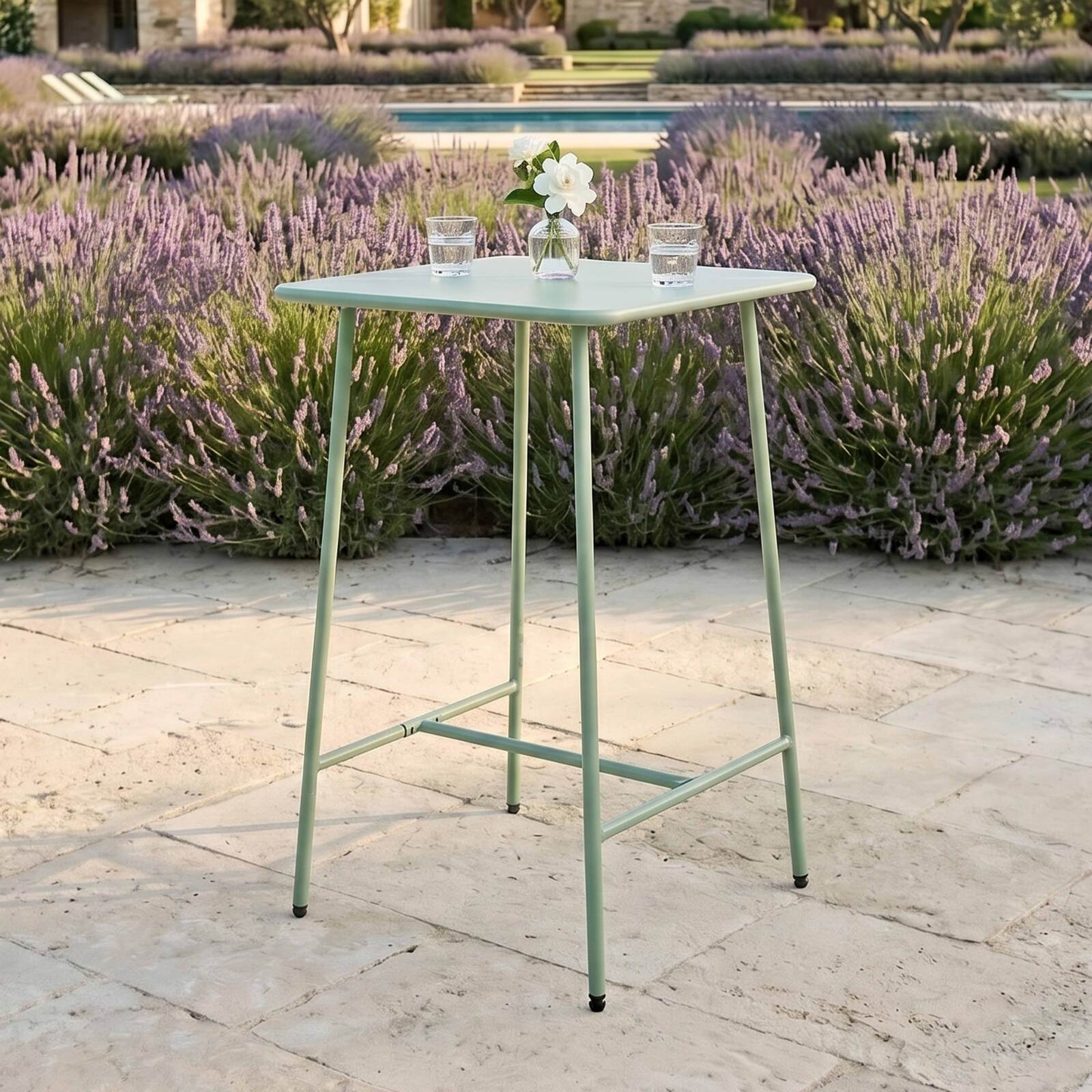 Table haute extérieure mange-debout 70x70x105 cm en métal